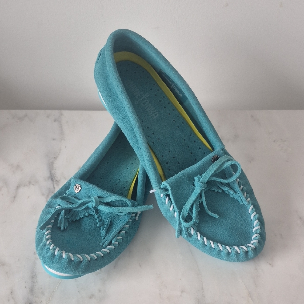 Minnetonka Turquoise Suede Flats